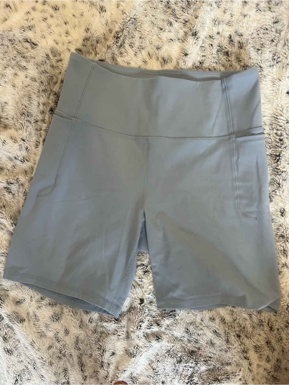 High-Waist Women’s Athletic Bike Shorts - Light blue